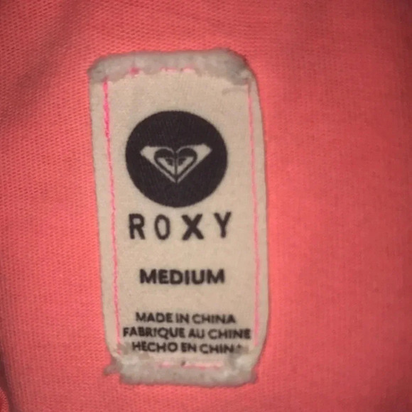 ROXY zip up sweatshirt hoodie,crocheted pocket detail, rope pull strings size M - Picture 4 of 10